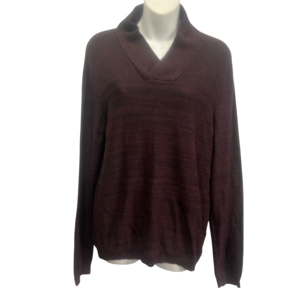 Calvin Klein body fit sweater.  V neck. Size S/P dark Burgundy and black